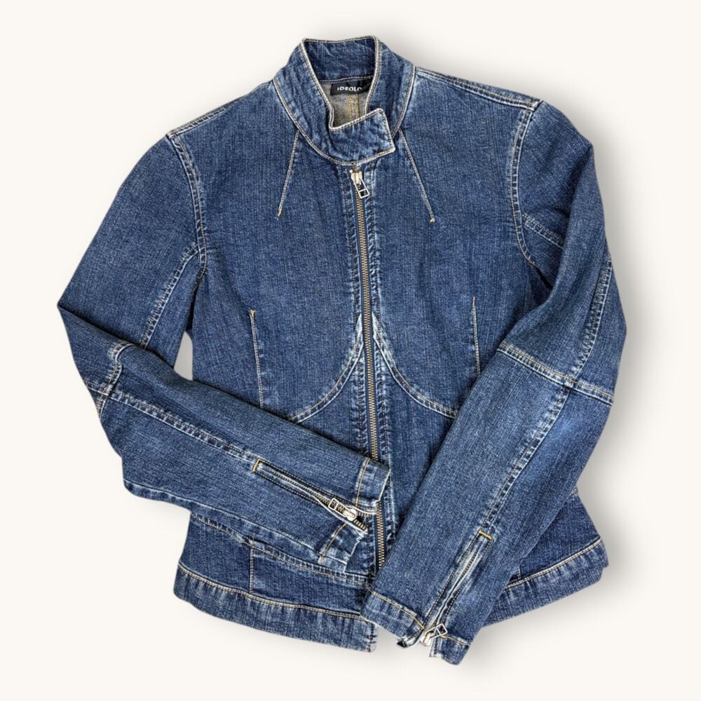 Ideology XS Denim Moto Jacket Coastal Cowgirl Western Boho - Picture 6 of 7